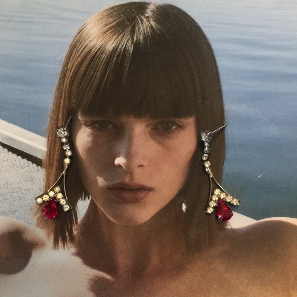 Vintage earrings with rhinestones